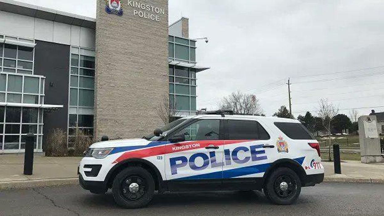 A cruiser outside of Kingston Police headquarters.
