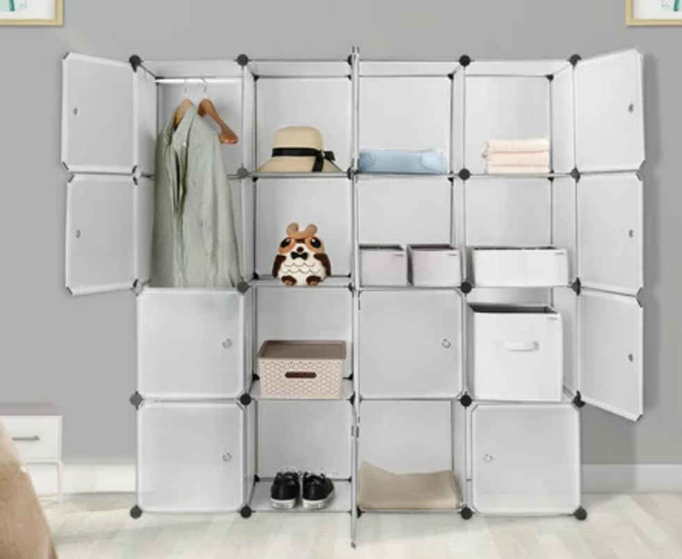 A cube wardrobe for extra storage.