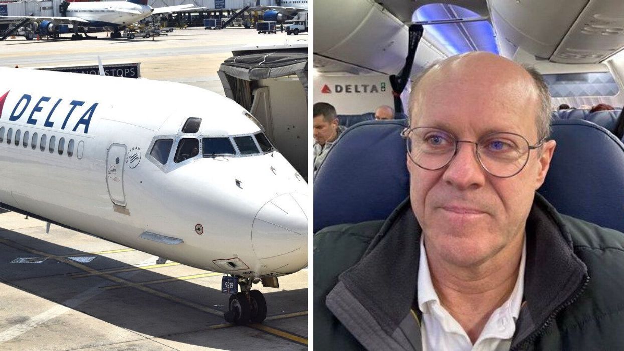 A Delta plane. Right: The photo Steve Kirsch posted with his tweet.