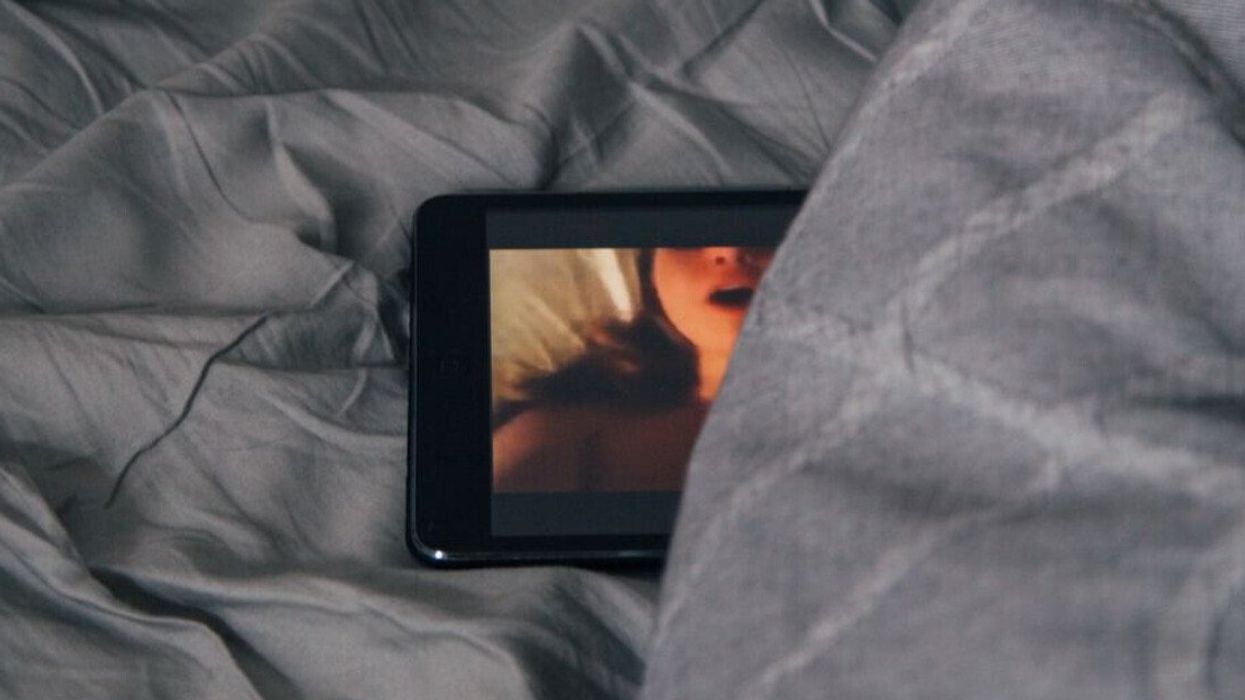 A device showing the image of a woman.