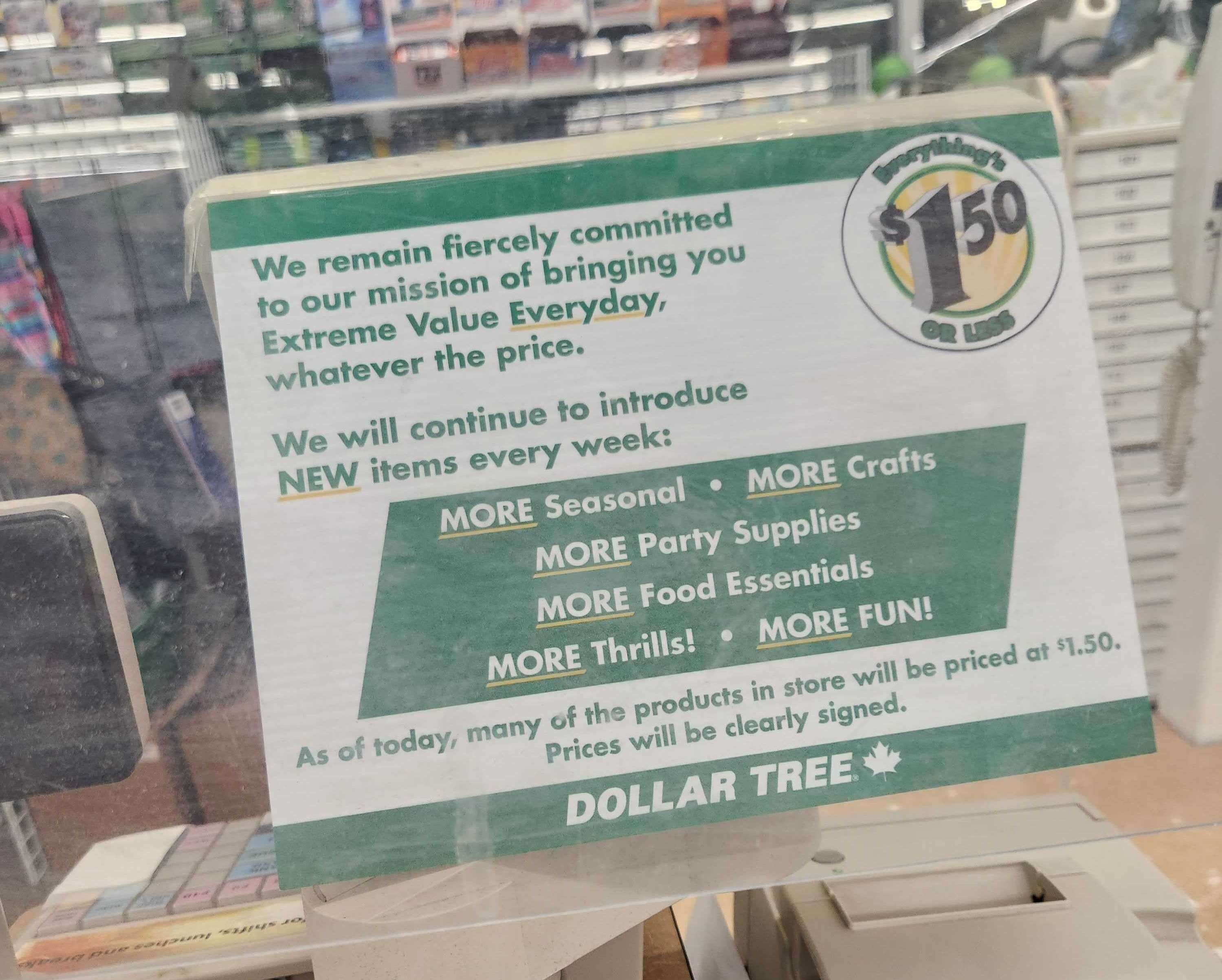 A Dollar Tree sign.