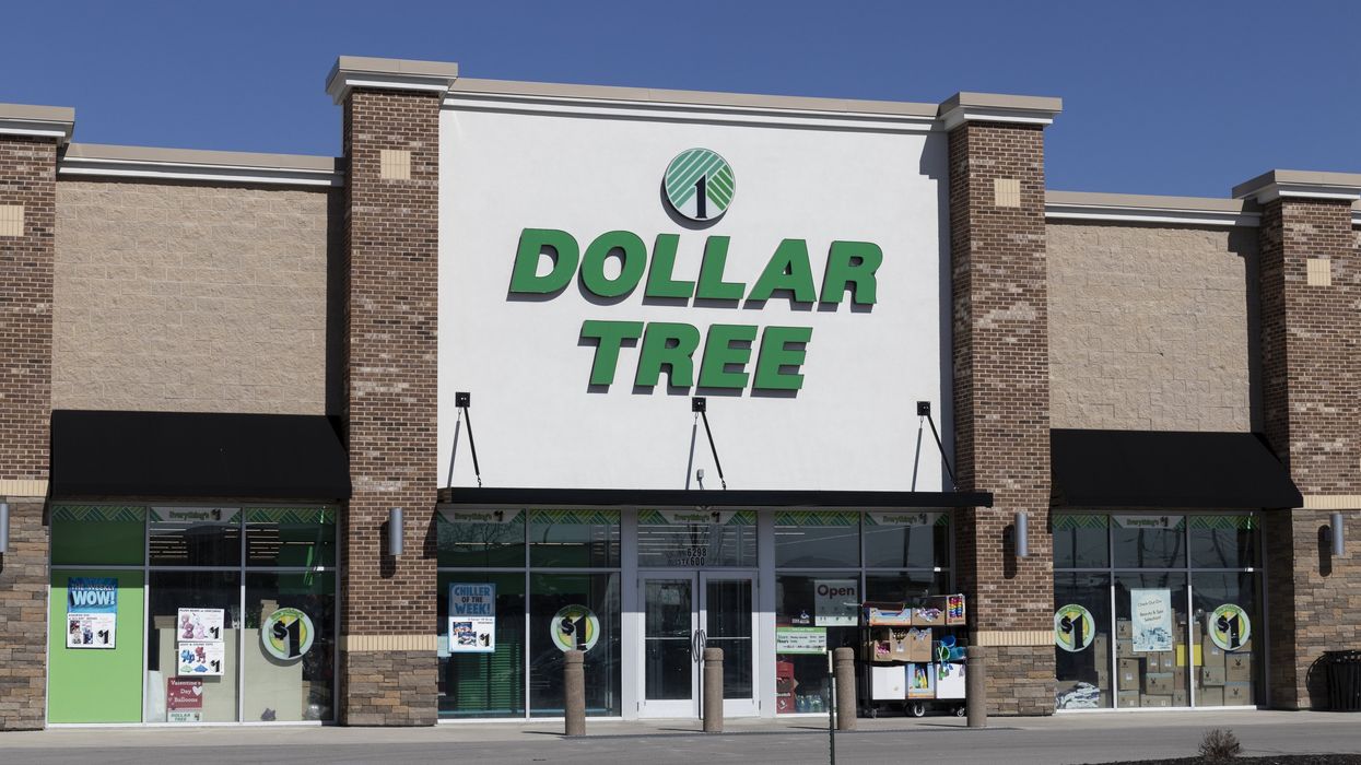 A Dollar Tree sign.