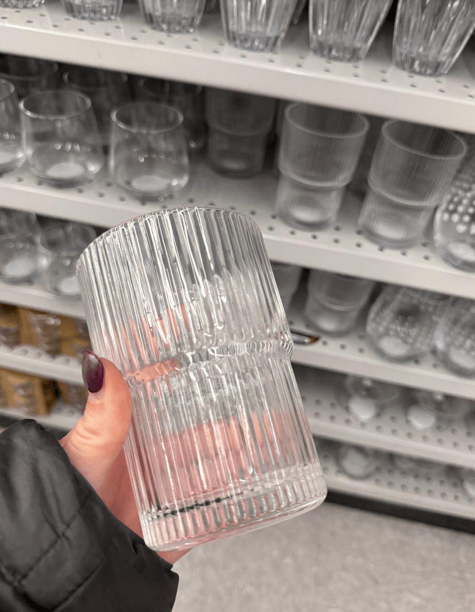 A Dollarama glass.