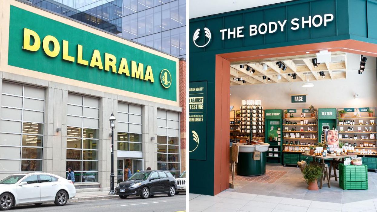 A Dollarama store in Canada. Right: The Body Shop in Toronto.