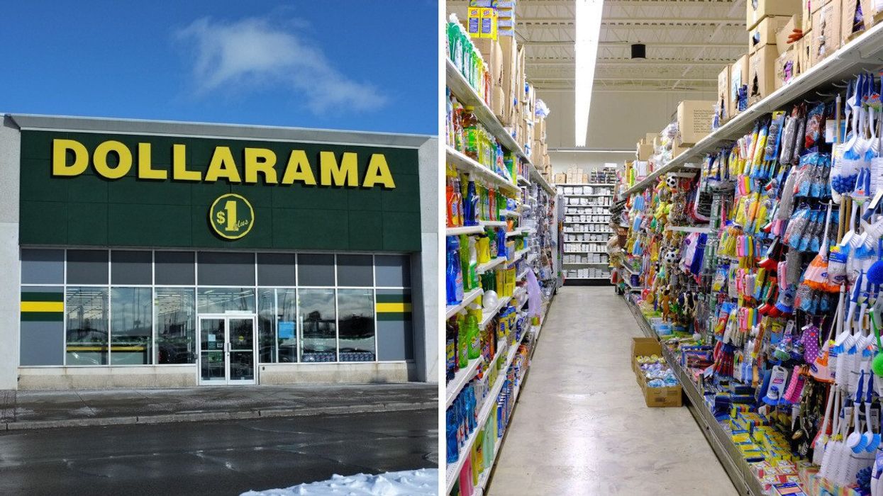 A Dollarama store. Right: An aisle in Dollarama.