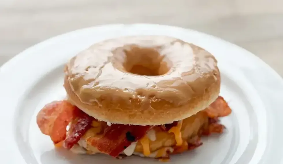 A donut sandwhich.