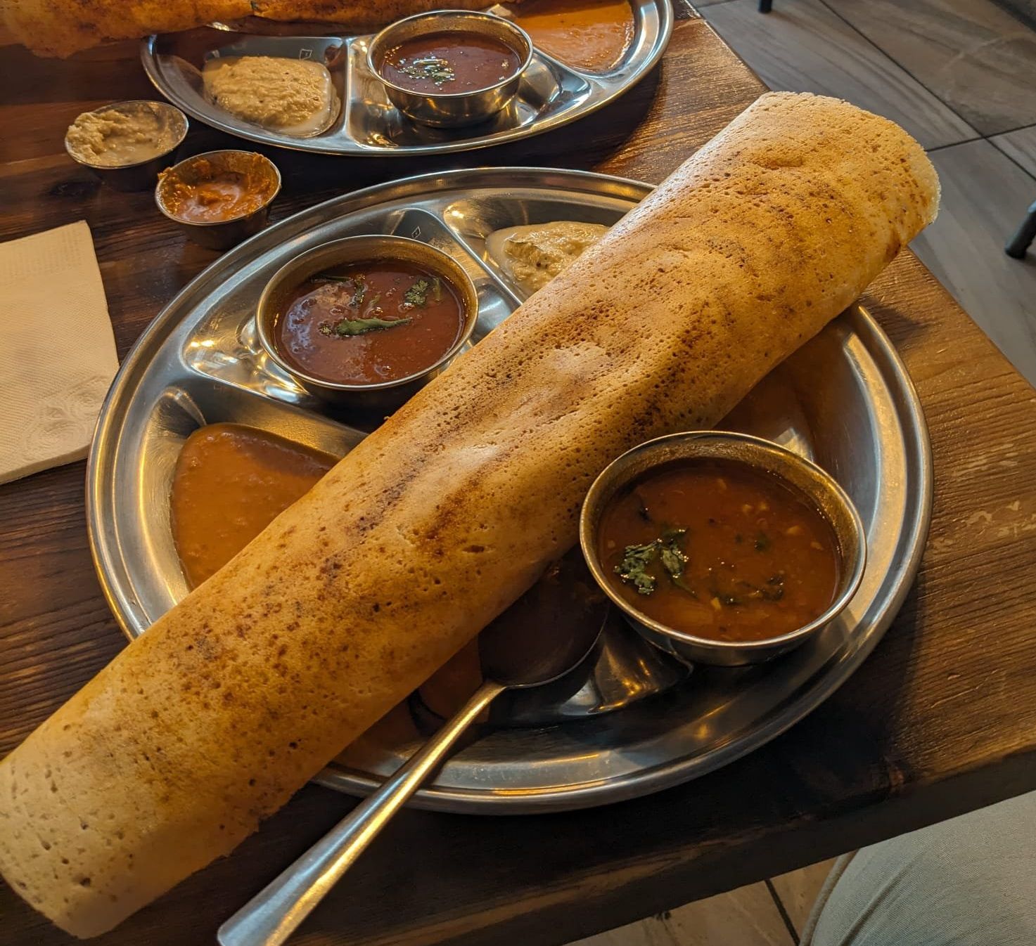 A dosa and chutneys from Dosa Mahal.
