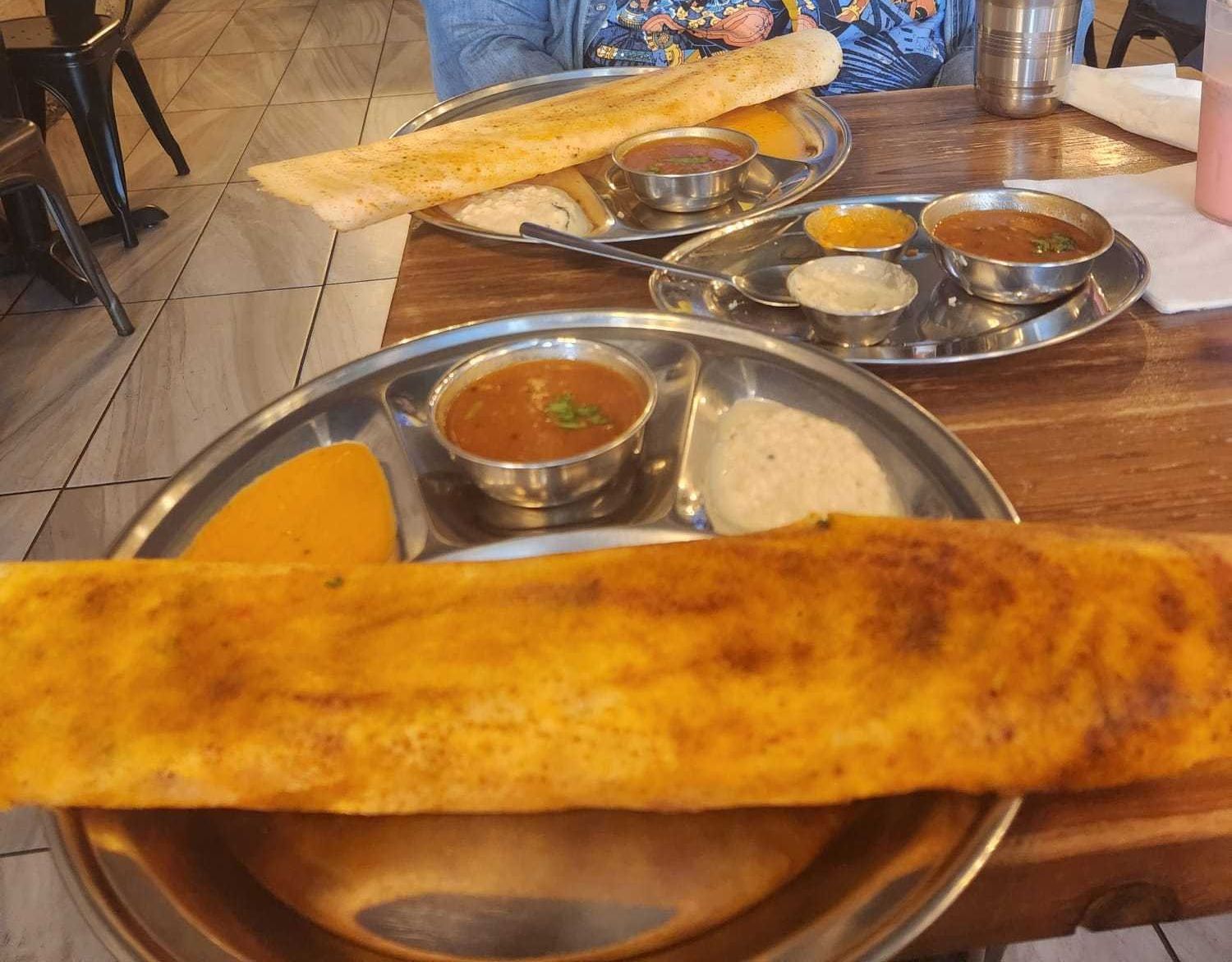 A dosa and chutneys from Dosa Mahal.