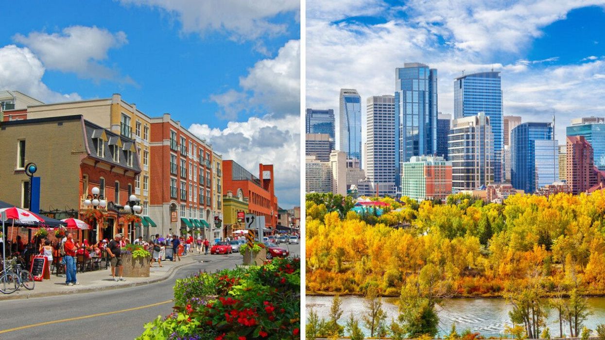 A downtown Ottawa street. Right: Calgary skyline.