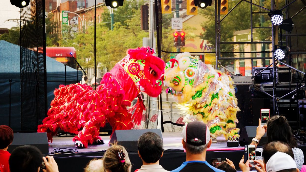 A dragon and lion dance.