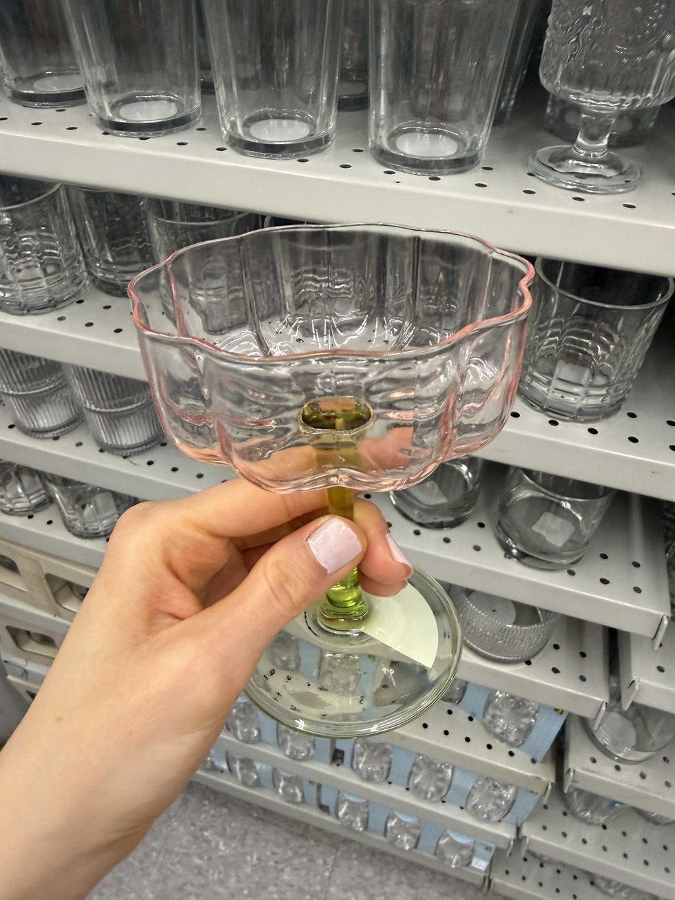 A drinking glass in the shape of a flower.