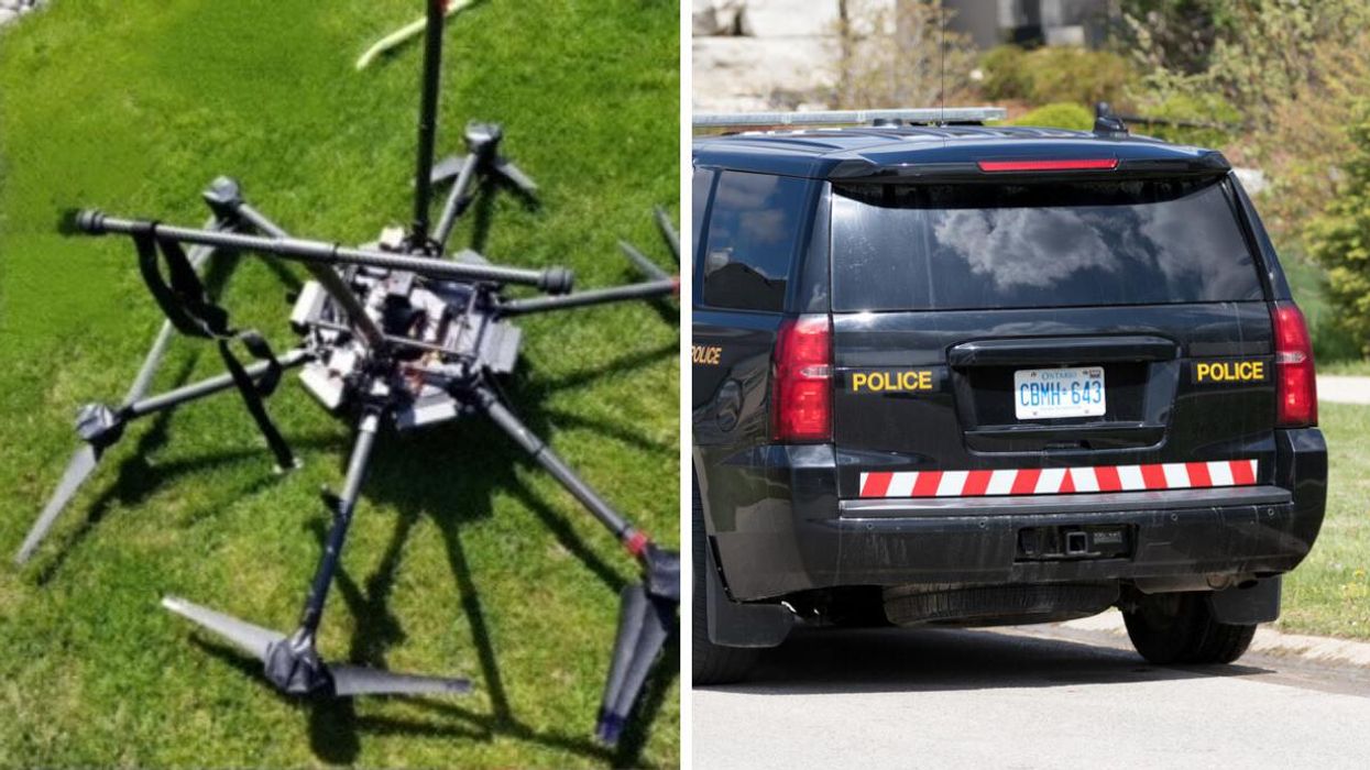 A drone on the ground. Right: An OPP cruiser.