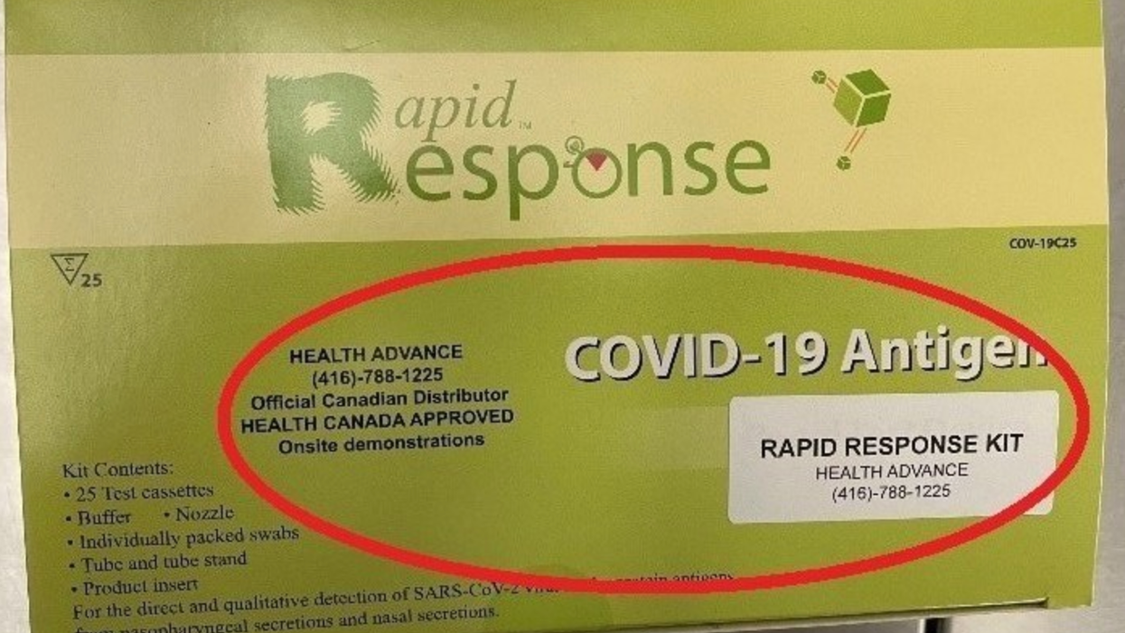 A fake COVID-19 antigen rapid test.
