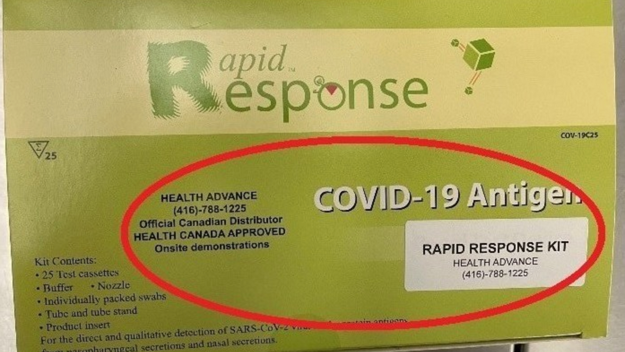 A fake COVID-19 antigen rapid test.