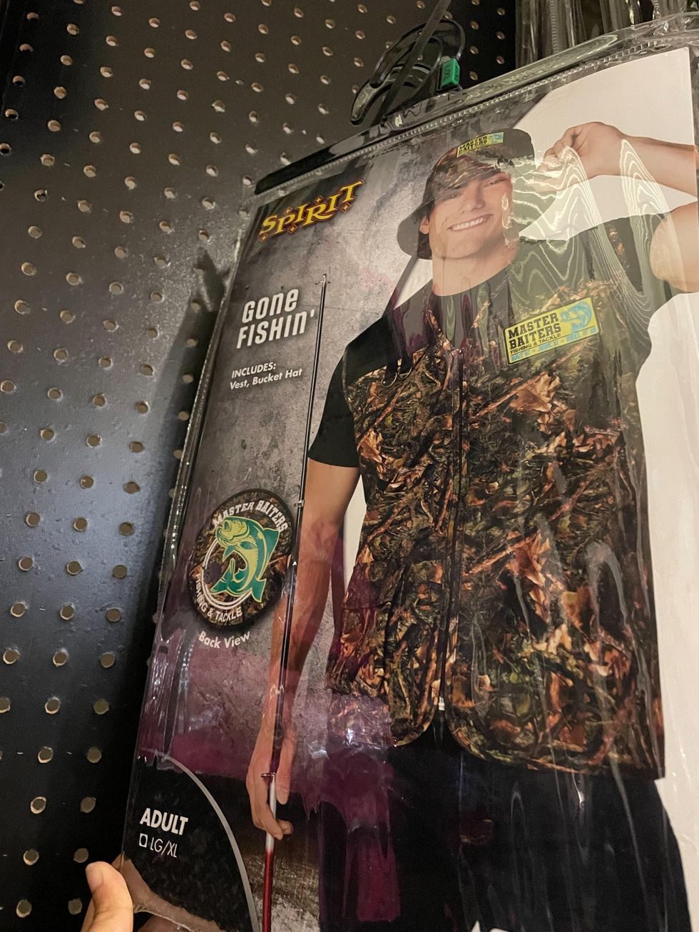A fishing-themed costume.