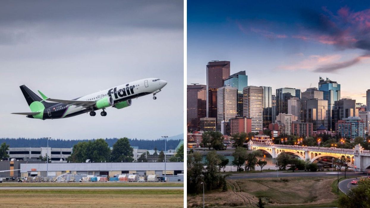 A Flair airplane. Right: Calgary