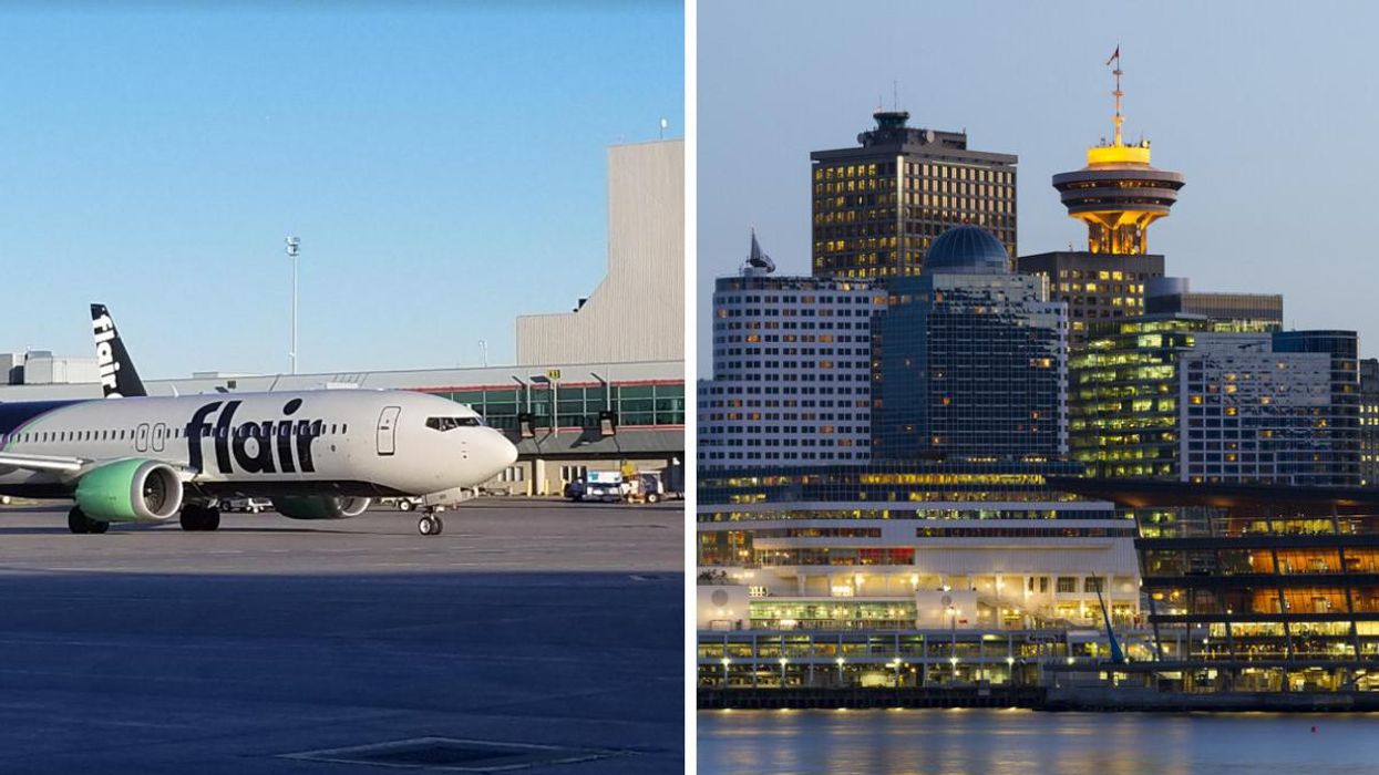 A Flair airplane. Right: Vancouver.