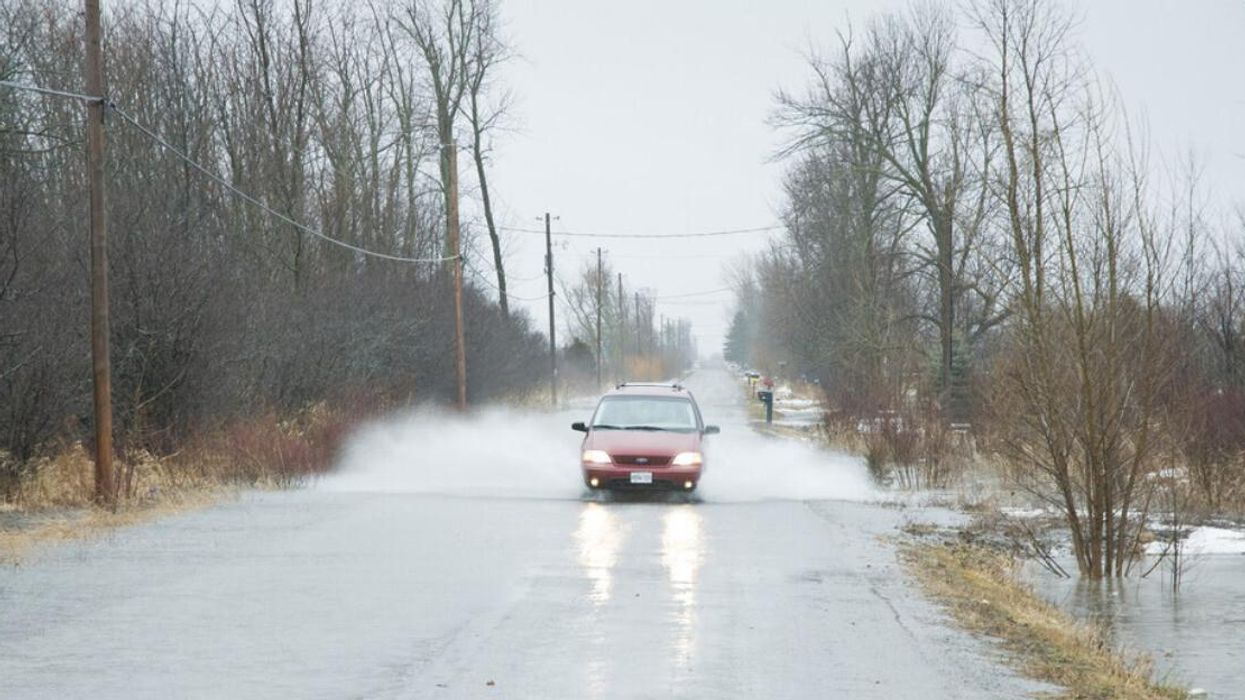 A flooded road in Ontario.