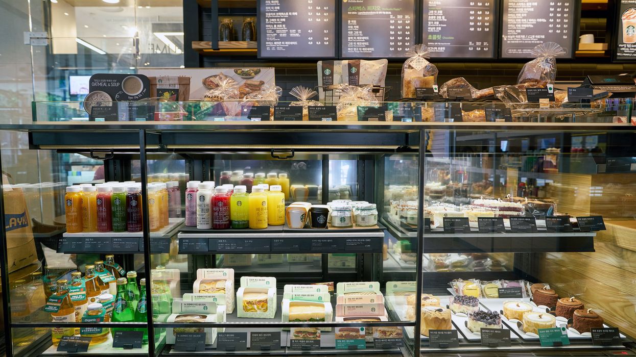 A food case at Starbucks.