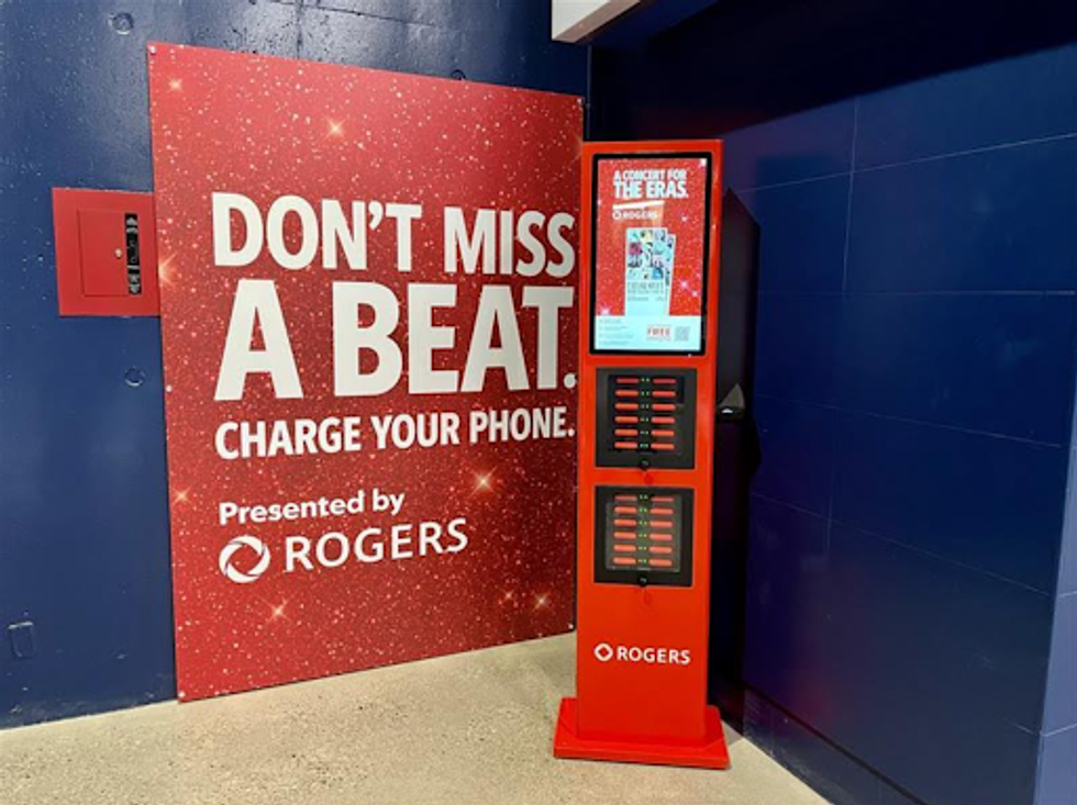 A free charging station at Rogers Centre during Taylor Swift | The Eras Tour.