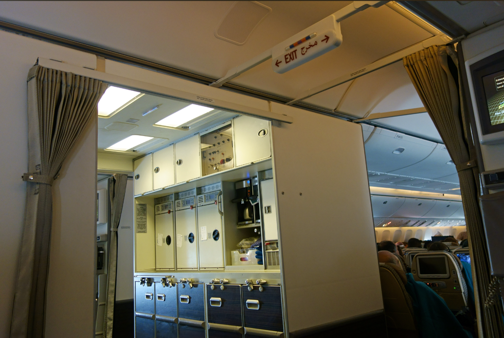 A galley on an airplane.