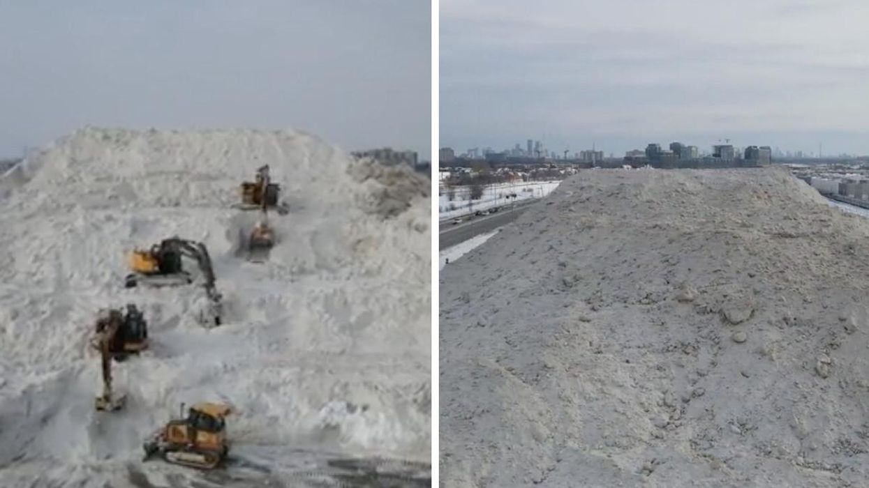 A Gigantic Snow Pile Is Forming In Toronto & It's Unreal (VIDEO)
