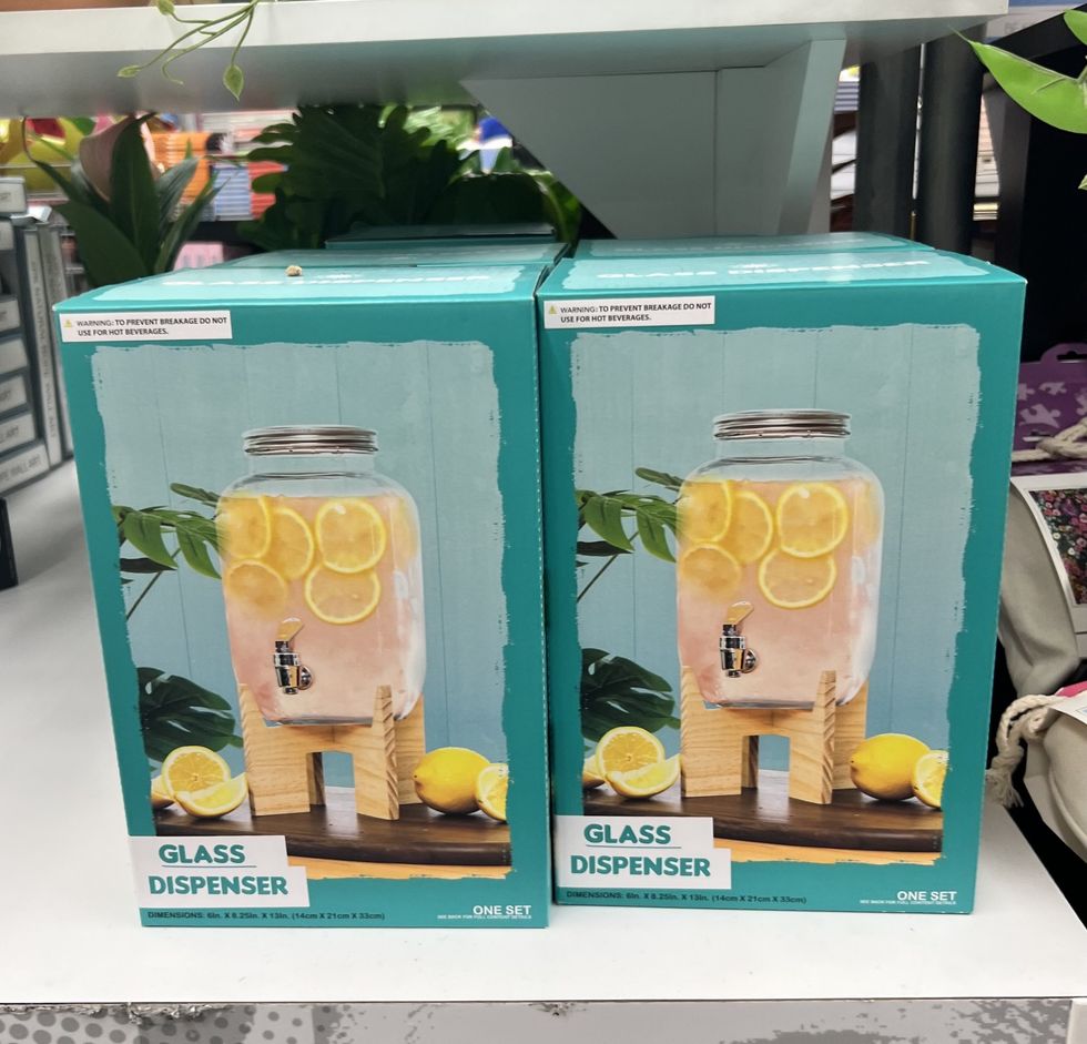 A glass drink dispenser from Five Below.