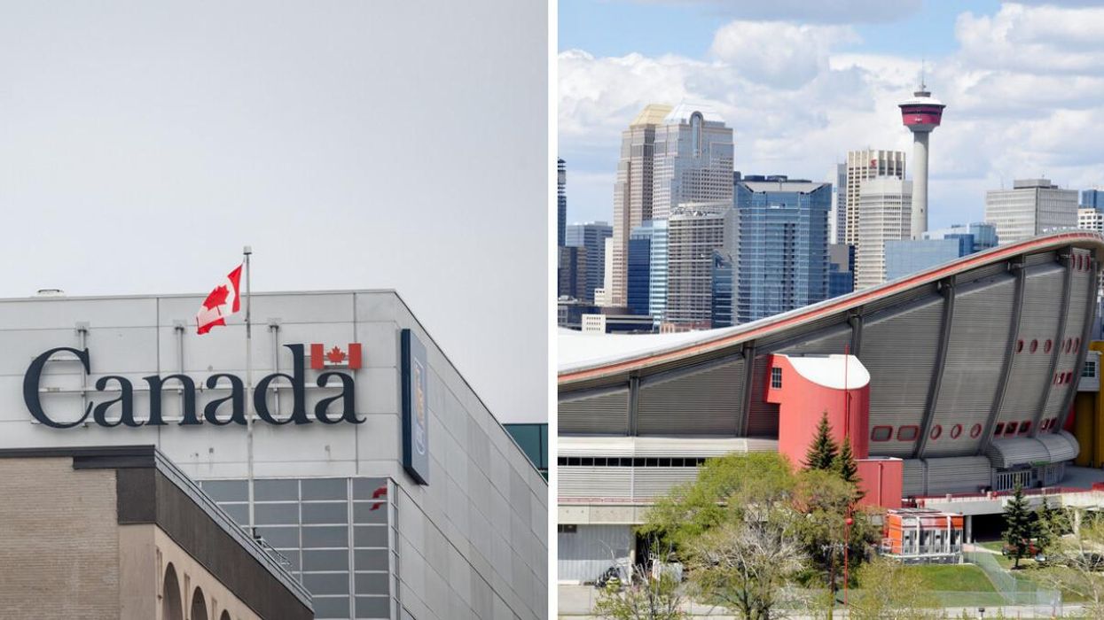 A Government of Canada building. Right: Calgary.