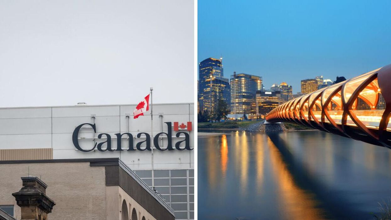 A Government of Canada building. Right: Calgary.