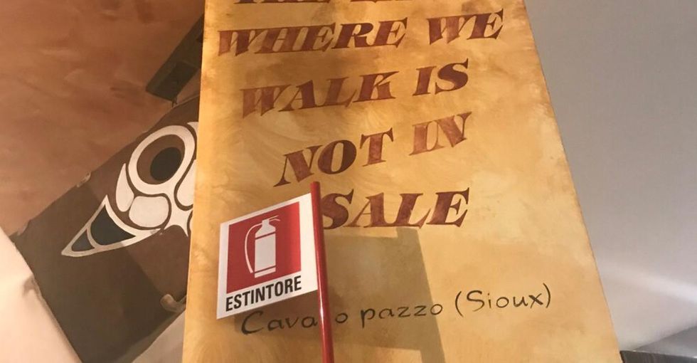 A grammatically incorrect Crazy Horse quote at Old Wild West Steakhouse in Italy.