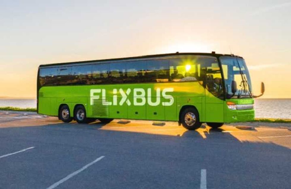 A green bus.