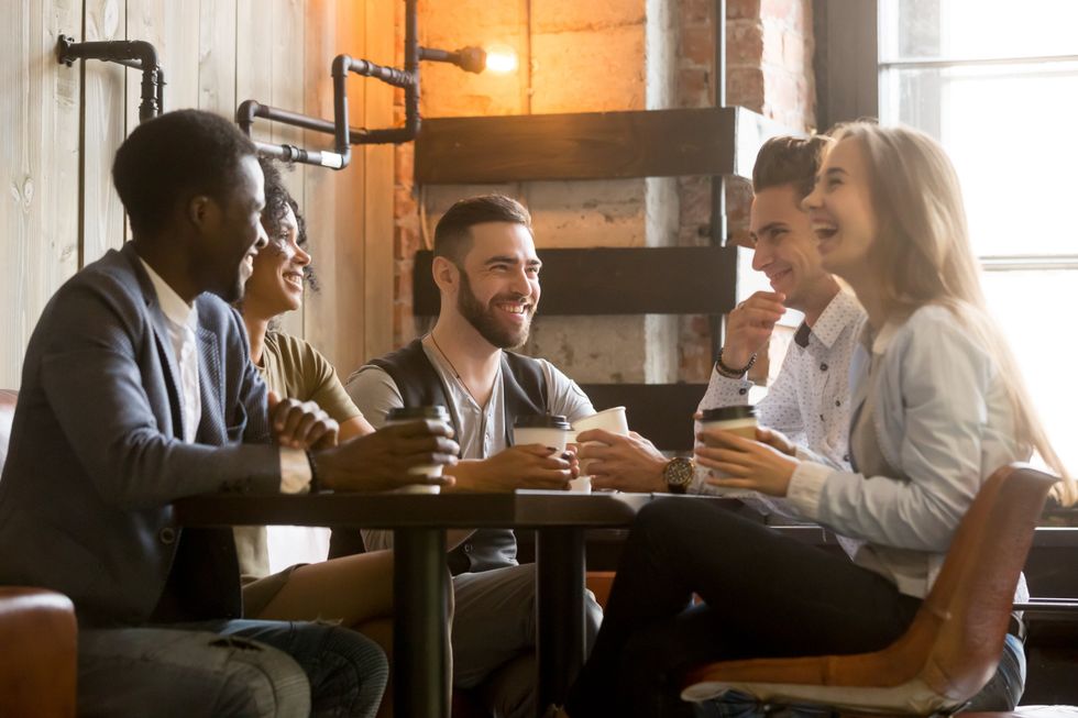 A group of friends grabbing coffee.