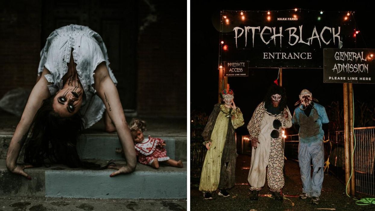 A haunting actress. Right: Haunting actors.