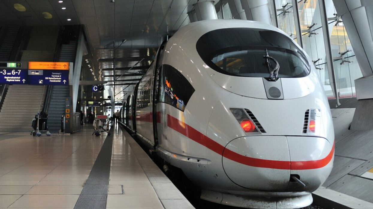 A High-Speed Rail (HSR) train in Frankfurt, Germany.