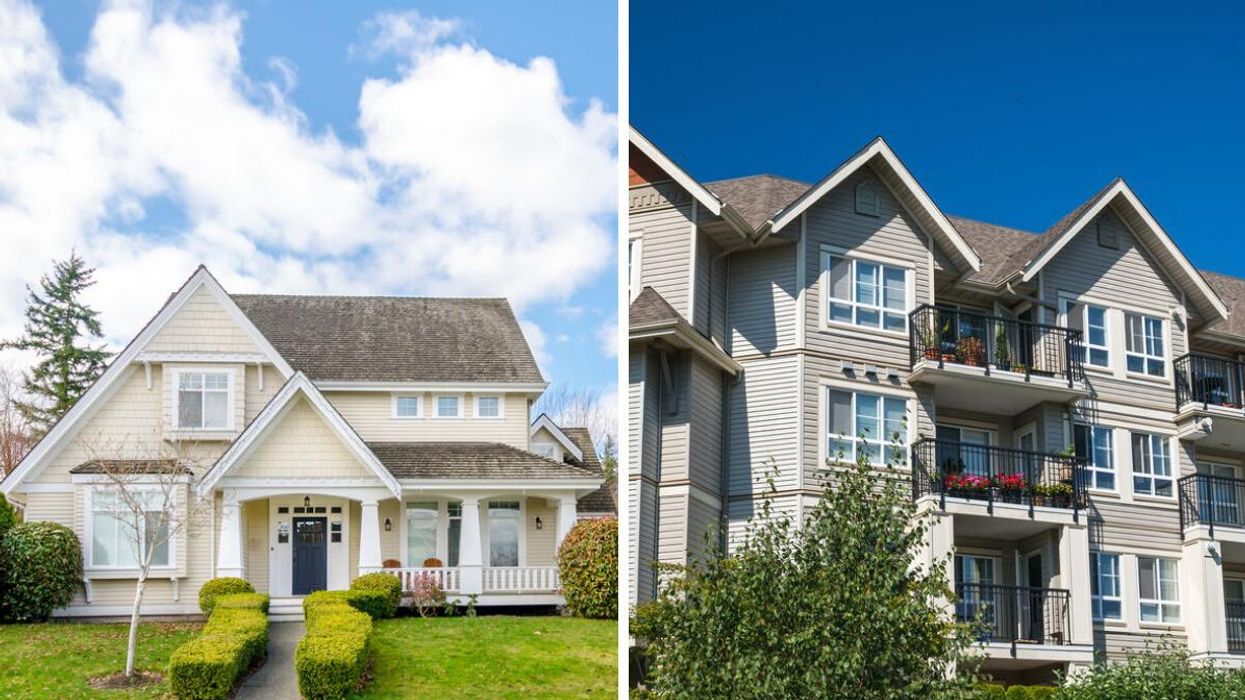 A home in Canada. Right: Apartments in Canada.