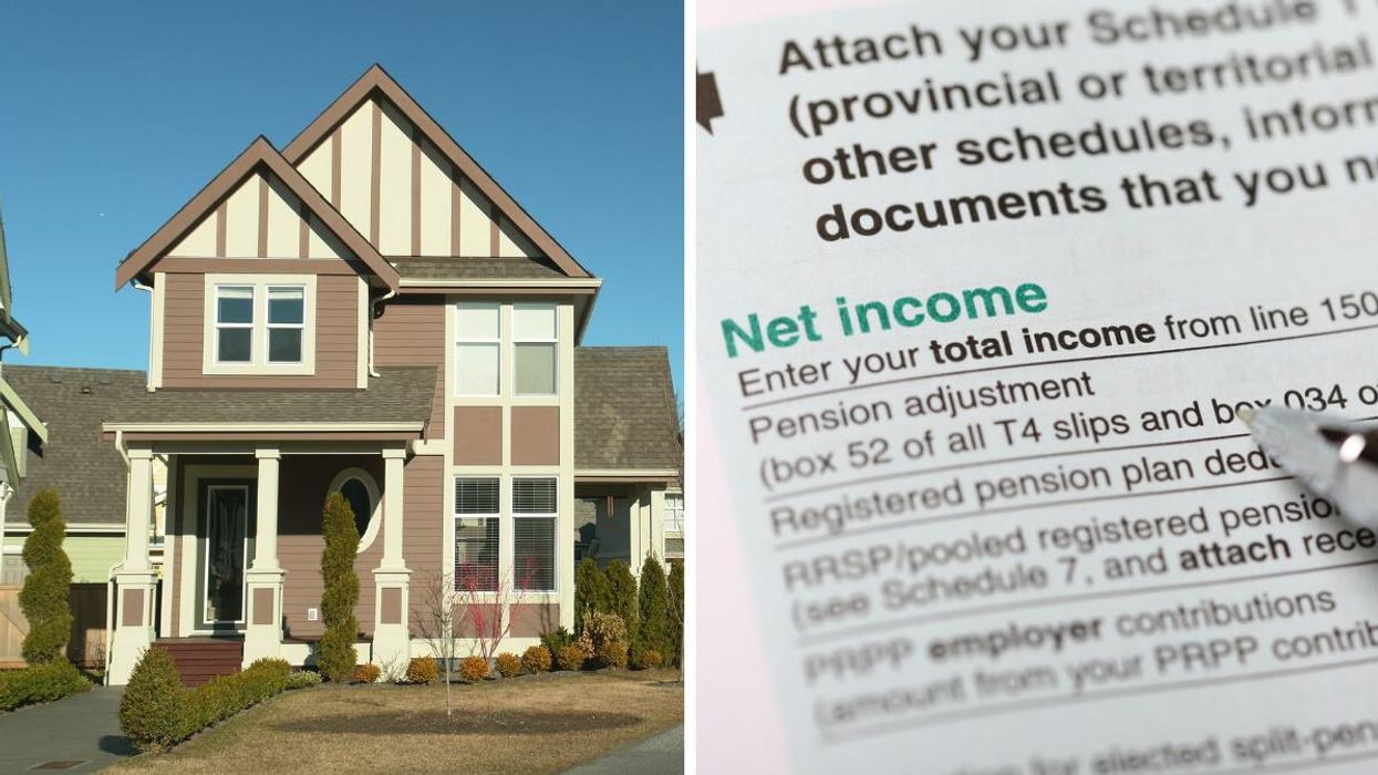 A home in Chilliwack, B.C. Right: A Canadian tax form.