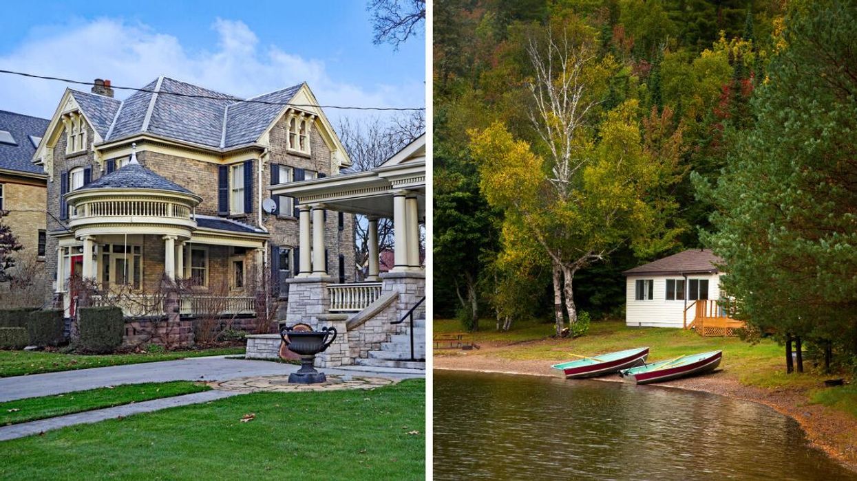 A home in Ontario. Right: A home on a lake in Ontario.