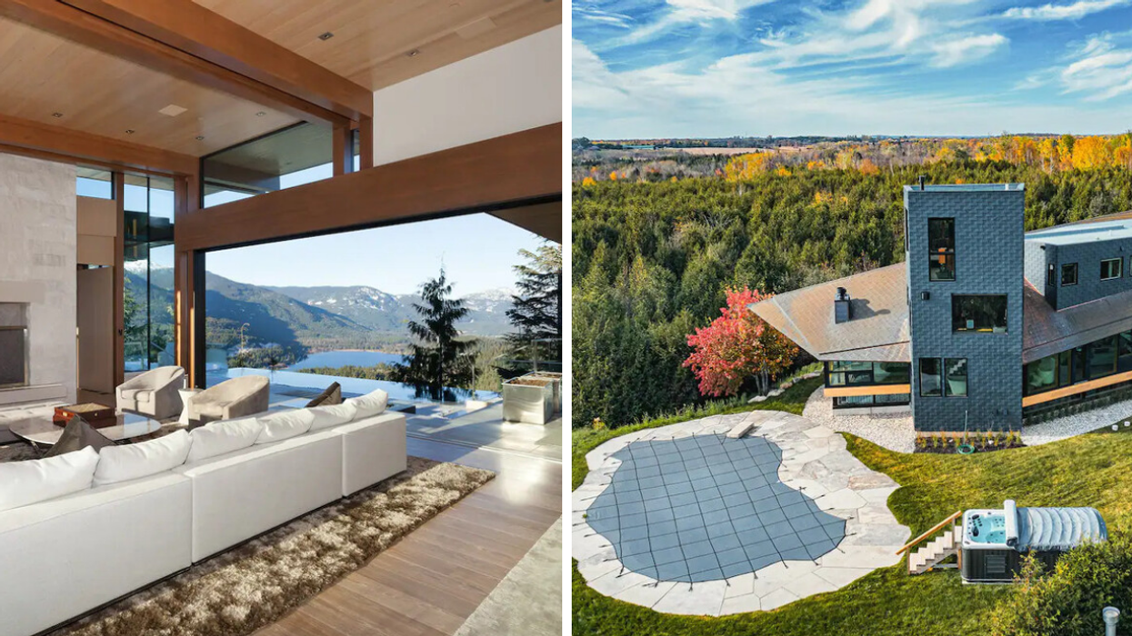 A home in Whistler with an infinity pool. Right: A hilltop residence in Ontario.
