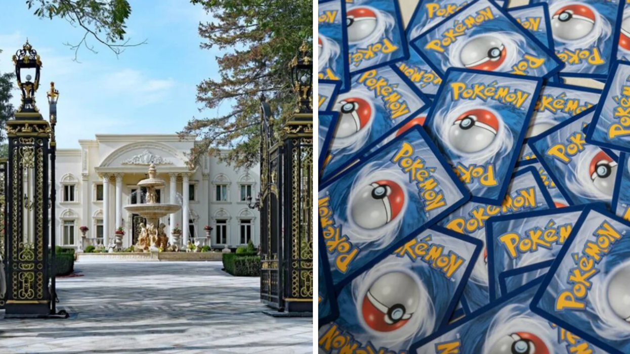 A home on Toronto's Bridle Path. Right: A pile of Pokémon cards.