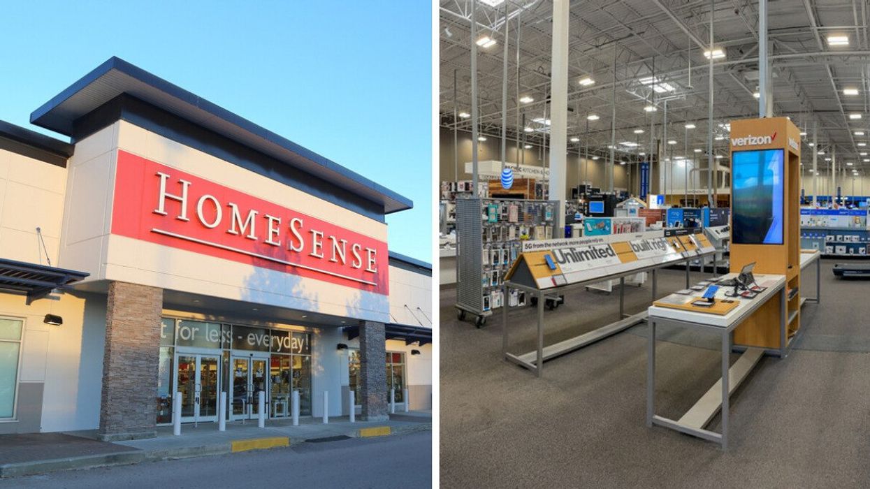 A HomeSense store in Coquitlam, BC. Right: The inside of a Best Buy store.