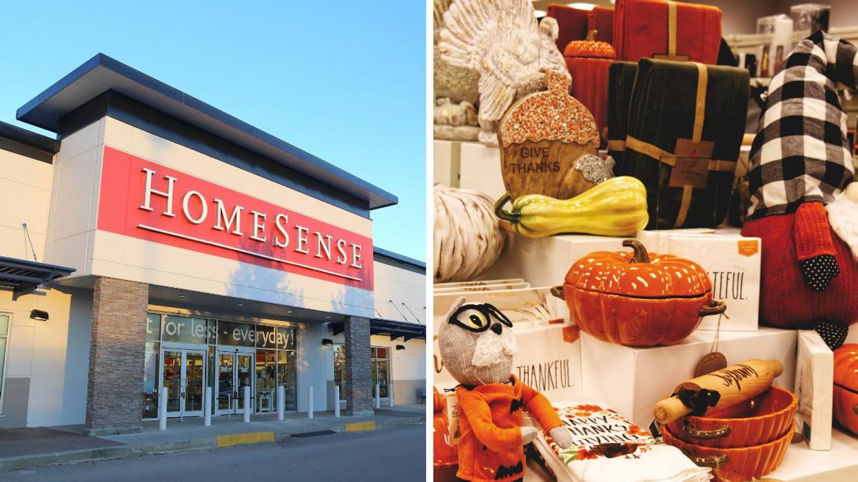 A HomeSense storefront. Right: A TJX fall display.