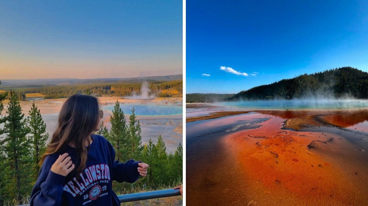 A hot spring in Yellowstone. Right: Hot springs.