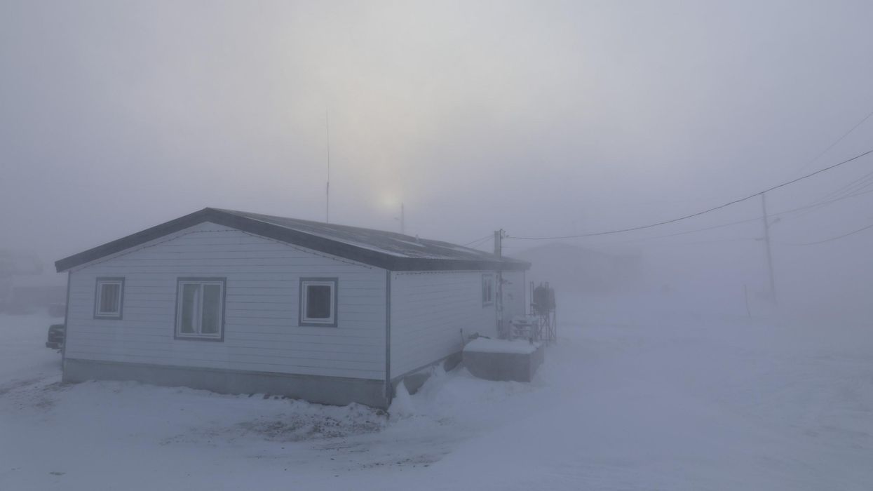 A house in a blizzard in Canada's north.