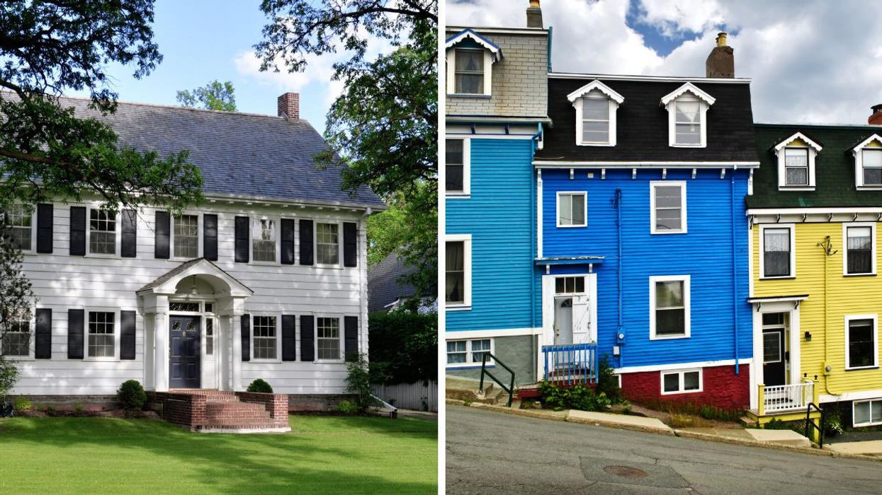A house in Manitoba. Right: Houses in St. John's, Newfoundland & Labrador.