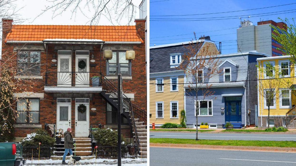A house in Montreal. Right: A row of houses in Halifax.