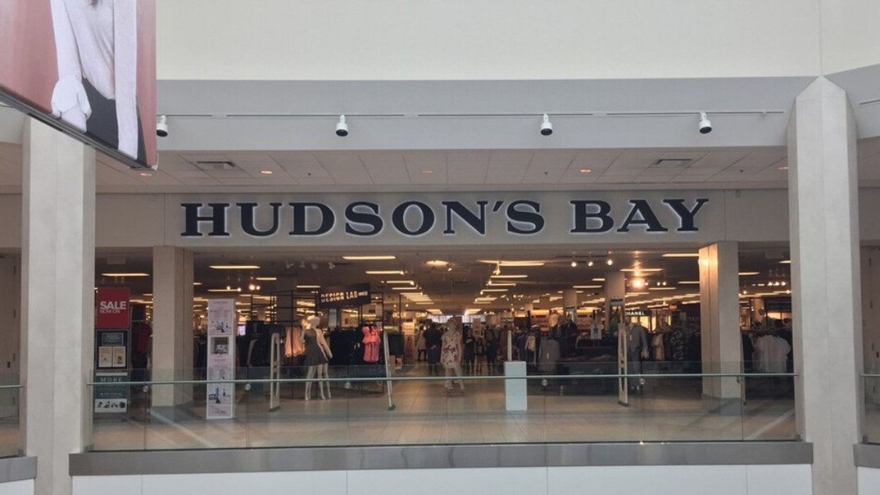 A Hudson's Bay sign in a mall.