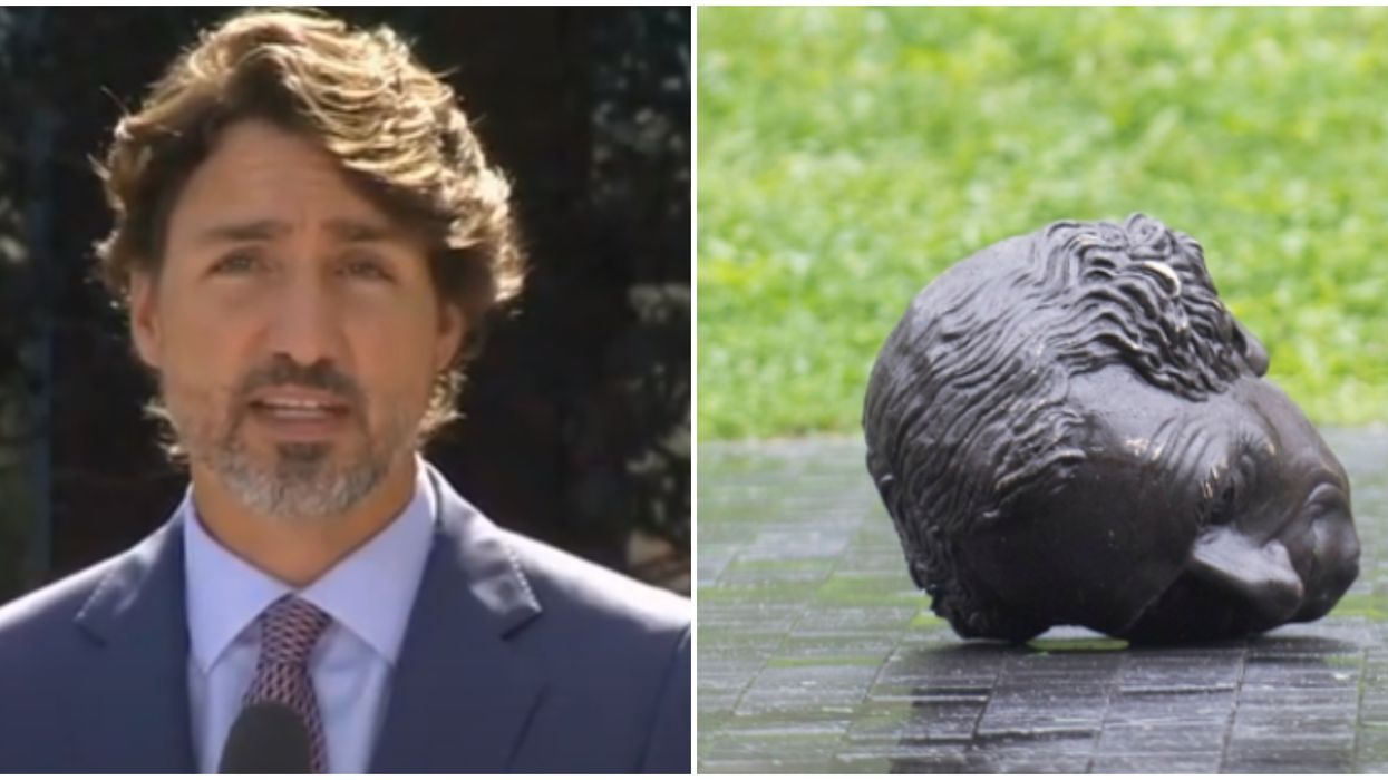 A John A. Macdonald Statue Was Toppled In Montreal & Trudeau Isn't Impressed (VIDEO)