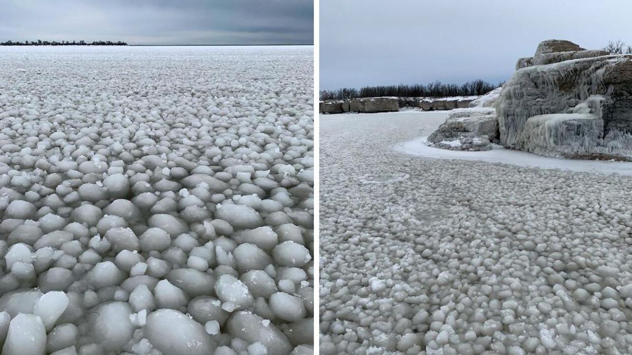 A Lake In Canada Looks Like A Sea Of Frozen Timbits After A Rare Weather Phenomenon Hit