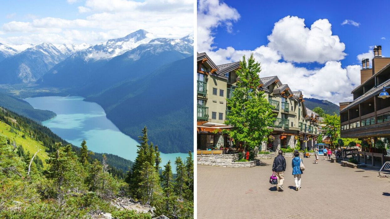 A lake in Canada. Right: A small town in Canada.