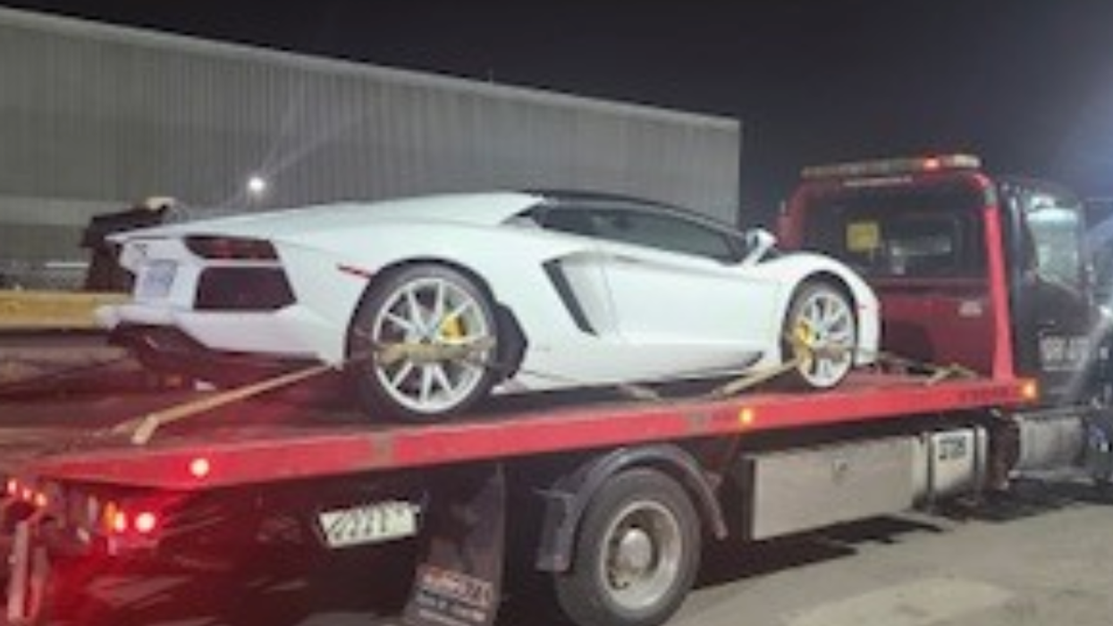 A Lamborghini Aventador that was caught speeding in Ontario.